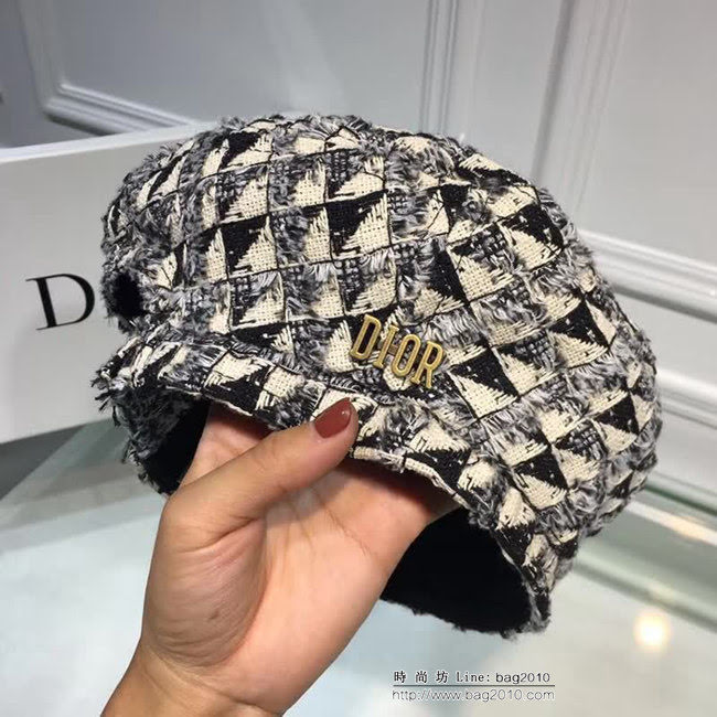 DIOR迪奧 2018秋季新款 休閒百搭羊絨貝蕾帽 LLWJ8052